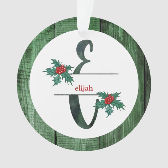 Ornamento *~* Letra E FOTO Natal AP44 Para Madeira Russa (Frente)