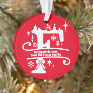 Ornamento Letra F Monograma Nome da Família Inicial Saudação