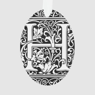 Ornamento Letra H Monograma Medieval Arte Nova