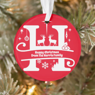 Ornamento Letra H Monograma Nome da Família Inicial Saudação