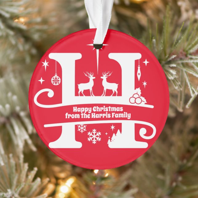 Ornamento Letra H Monograma Nome da Família Inicial Saudação (Árvore)