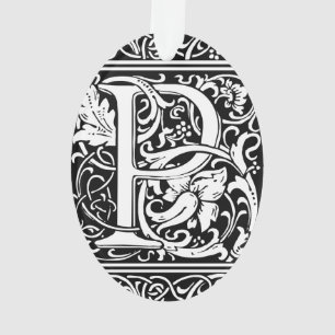 Ornamento Letra P Monograma Medieval Arte Nova
