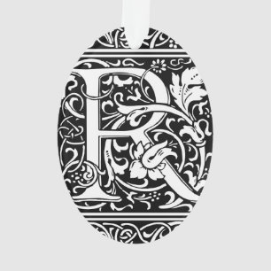 Ornamento Letra R Monograma Medieval Arte Nova