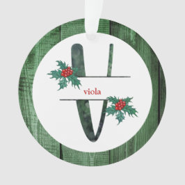 Ornamento *~* Letra V Foto de Natal Rústica AP44