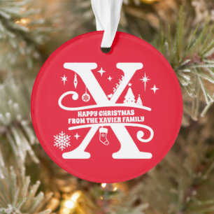 Ornamento Letra X Monograma Nome da Família Inicial Saudação