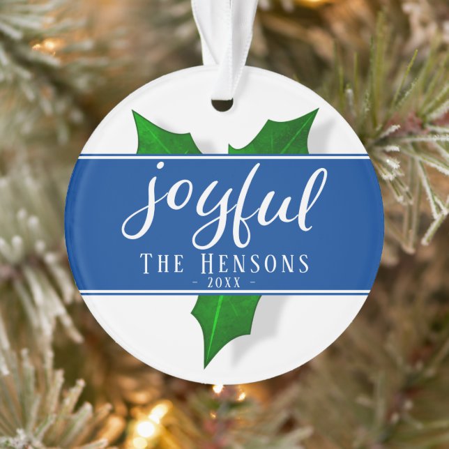 Ornamento Letras Joyful Modern Holly Berry Plant (Árvore)