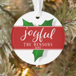 Ornamento Letras Joyful Modern Holly Berry Plant