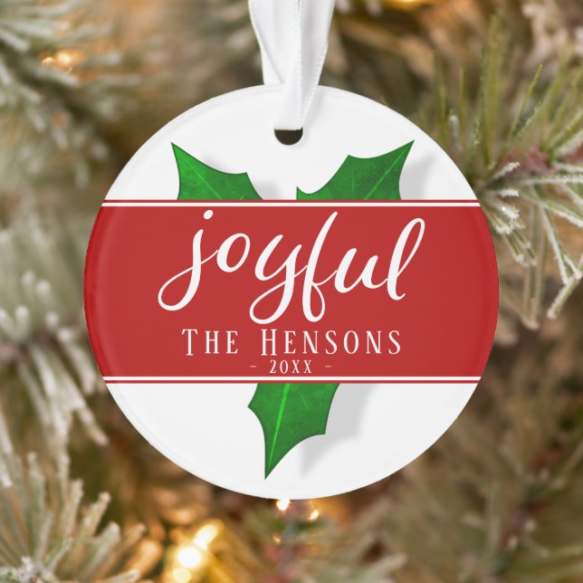 Ornamento Letras Joyful Modern Holly Berry Plant (Árvore)