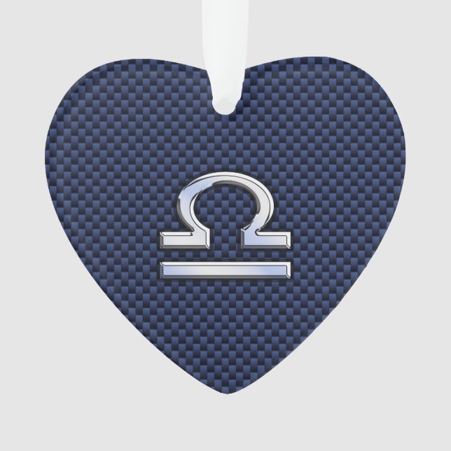 Ornamento Libra - Símbolo Zodíaco no Estilo de Fibra Azul de (Frente)