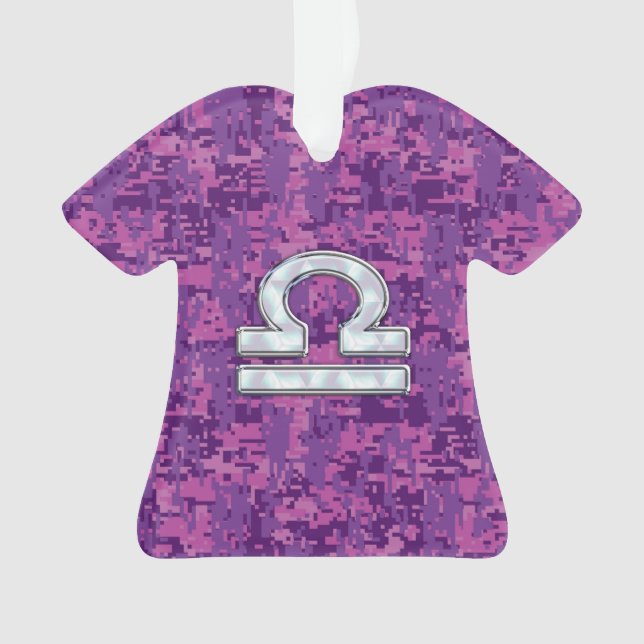 Ornamento Libra Zodiac Símbolo Fuchsia Digital Cor-de-rosa (Frente)