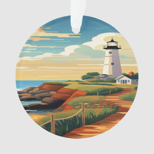 Ornamento Lighthouse Montauk, Nova York Ornament (Frente)