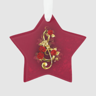 Ornamento Limpeza de ouro com Flores Rosa