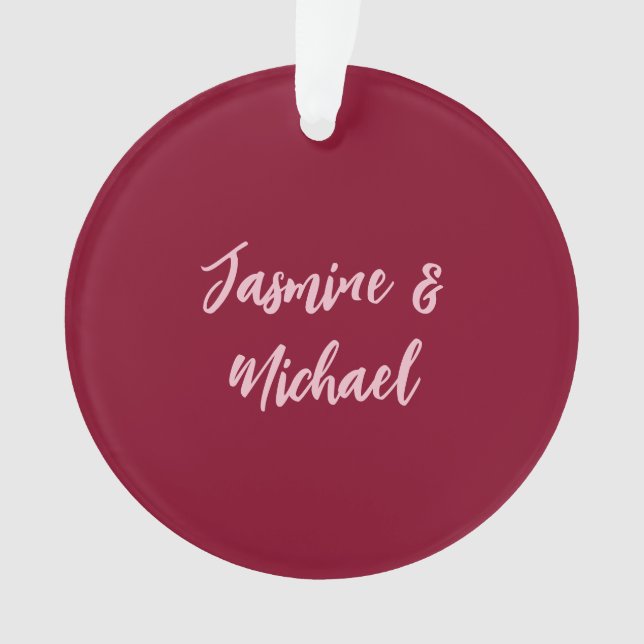 Ornamento Linda Calligrafia Vermelha Burgundy Minimalista No (Frente)