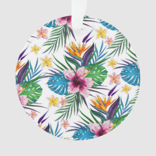 Ornamento Lindas aquarelas tropicais de tinta floral