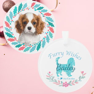 Ornamento Lindo Cavalier Azul Pastel Natal Personalizado