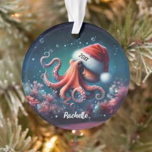 Ornamento Lindo polvo em chapéu de Papai Noel