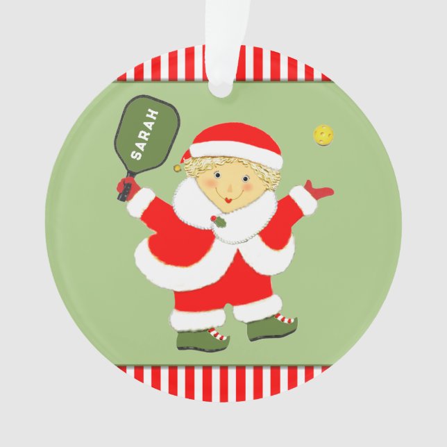 Ornamento Lindo Presente de Natal de Pickleball (Frente)