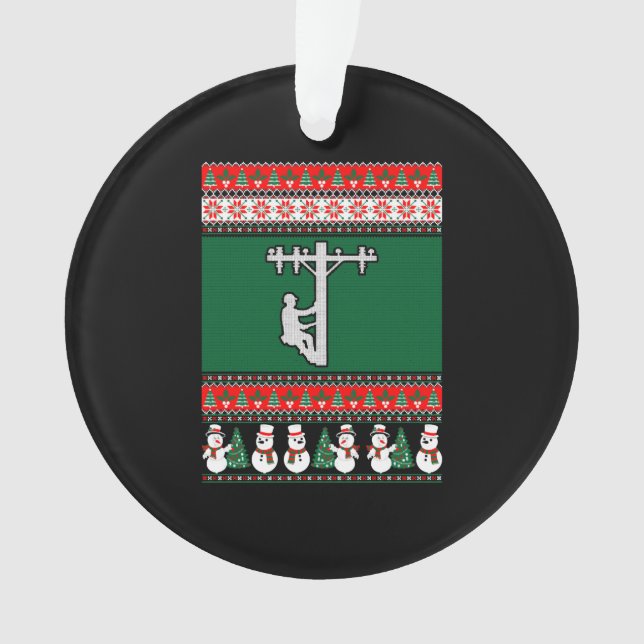 Ornamento Lineman Ugly Christmas Sweater (Frente)