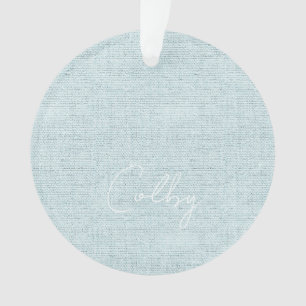 Ornamento Linen Pastel Green Baby NAME Birthday Sweet