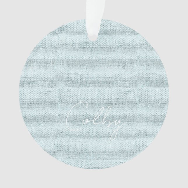 Ornamento Linen Pastel Green Baby NAME Birthday Sweet (Frente)