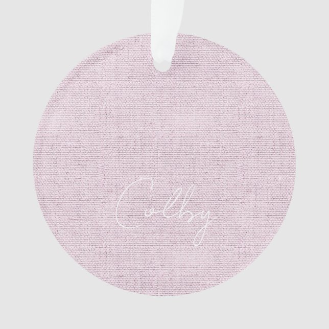 Ornamento Linen Pastel Pink Baby Girl Name Birthdate Sweet (Frente)