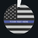 Ornamento Linha Azul Fino - Bandeira Americana<br><div class="desc">Linha Azul Fino - Ornamento de Bandeiras Americanas só para você.</div>