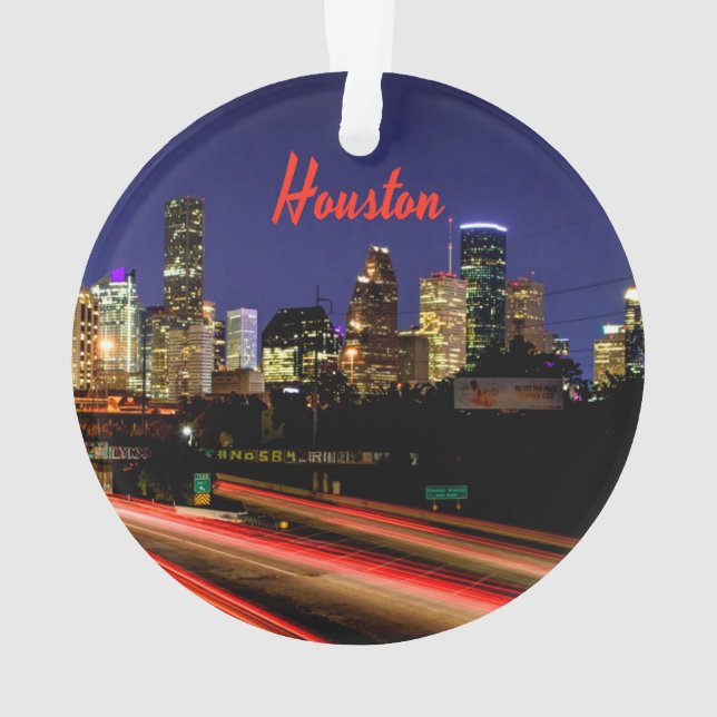 Ornamento Linha Skyline da cidade de Houston Texas (Verso)