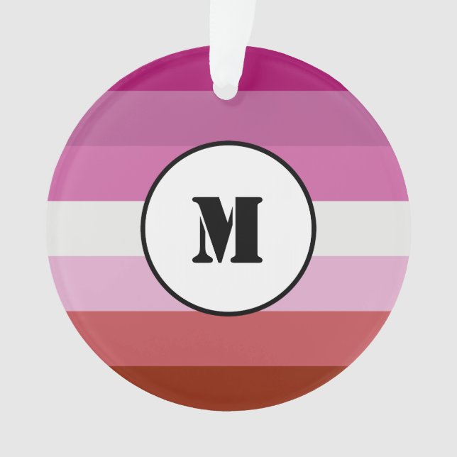 Ornamento Lipstick lesbian pride flag design with monogram o (Frente)