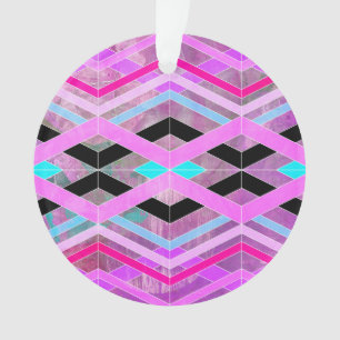 Ornamento Listras geométricas roxas do cruzamento do rosa &