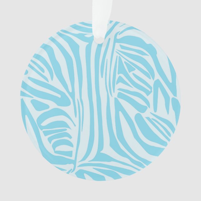 Ornamento Listras Ousadas de Zebra Azul e Branco (Frente)