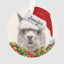 Ornamento Llama Sorri Seu Nome & Ano Alpaca Natal