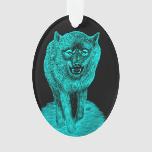 Ornamento Lobo Negro Zangado na Noite