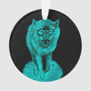 Ornamento Lobo Negro Zangado na Noite