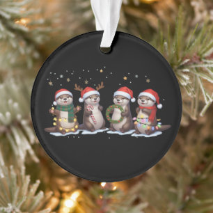 Ornamento Londras de Natal Adoráveis com Chapéus de Papai No