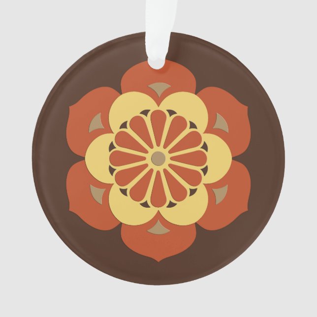 Ornamento Lotus Flower Mandala, Brown, Rusta e Amarelo (Frente)
