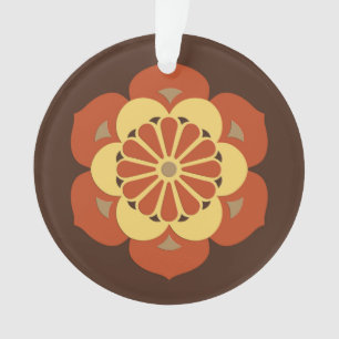 Ornamento Lotus Flower Mandala, Castanho, Ferrugem e Amarelo