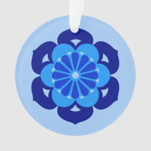 Ornamento Lotus Flower Mandala, Indigo e Azul Claro