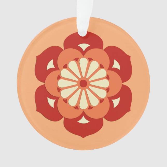 Ornamento Lotus Flower Mandala, Pastel Orange e Mandarin (Frente)