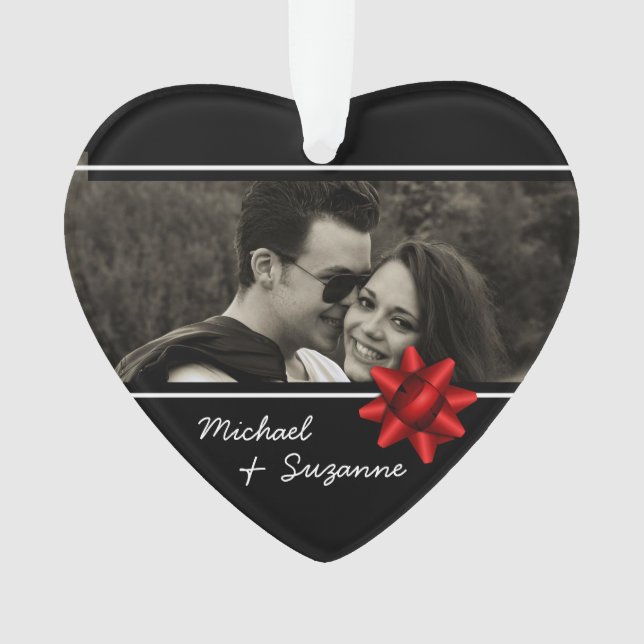 Ornamento Love Heart Elegant Custom Photo (Frente)
