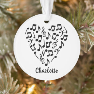 Ornamento Love Music Heart of Music Notes with Name