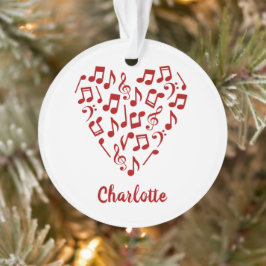 Ornamento Love Music Heart of Red Music Notes with Name