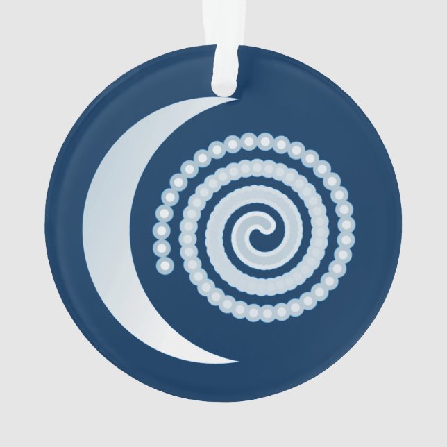 Ornamento Lua Prateada em Espiral sobre azul escuro (Verso)