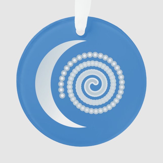 Ornamento Lua Prateada em Espiral sobre azul profundo (Frente)