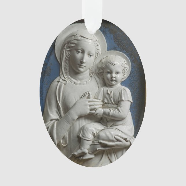 Ornamento Luca della Robbia Madonna e Child Blue Art (Frente)