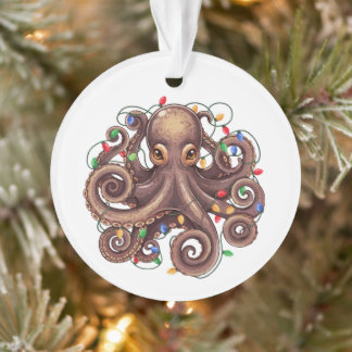 Ornamento Lula de Natal Luzes Tentáculos Animal Marinho