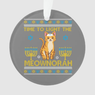 Ornamento Luz O Gato Judeu Meownorah Menorah Voou Feio