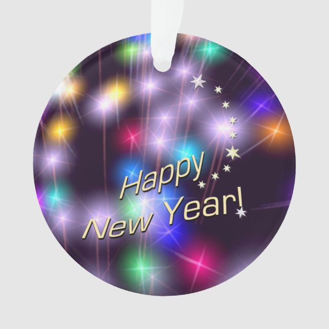 Ornamento Luzes da estrela do feliz ano novo (Frente)