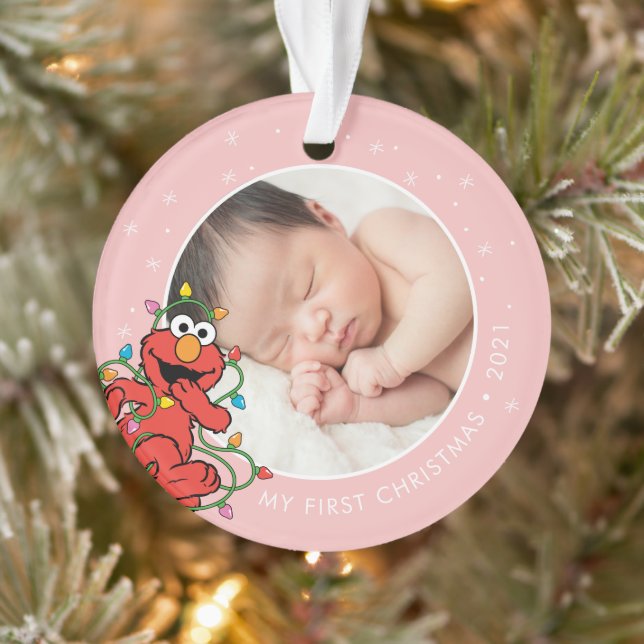 Ornamento Luzes de Natal Elmo | Nome e foto personalizados (Árvore)