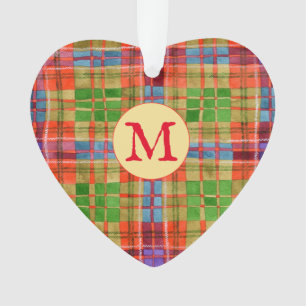 Ornamento MAC RAE TARTAN Arylic Heart Ornament + Inicial