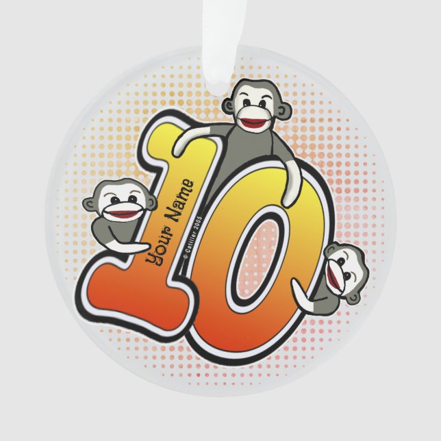 Ornamento Macaco de Meia Número 10 (Frente)